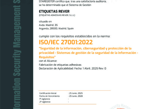 REVER obtiene la certificación ISO 27001 de Seguridad de la Información